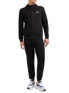 Tuta Emporio Armani EA7 con cappuccio nera da uomo