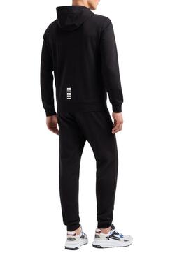 Tuta Emporio Armani EA7 con cappuccio nera da uomo