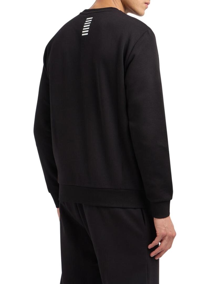 Felpa Emporio Armani EA7 nera con logo bianco per uomo