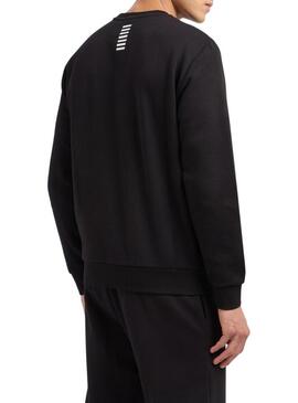 Felpa Emporio Armani EA7 nera con logo bianco per uomo