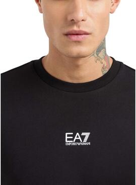 Felpa Emporio Armani EA7 nera con logo bianco per uomo