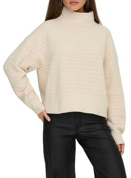 Maglione a collo alto beige Only Globe per donna