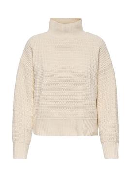 Maglione a collo alto beige Only Globe per donna