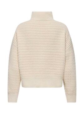 Maglione a collo alto beige Only Globe per donna