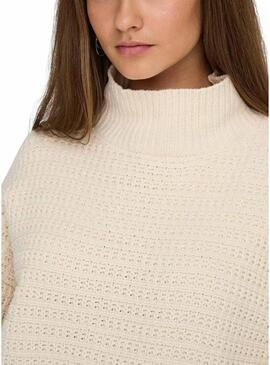 Maglione a collo alto beige Only Globe per donna