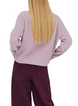 Maglia Only Globe con collo alto color malva per donna.