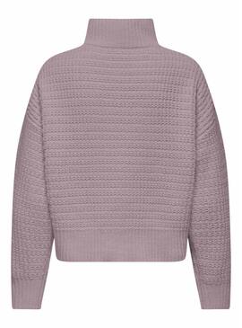 Maglia Only Globe con collo alto color malva per donna.