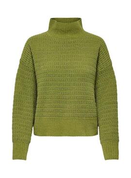 Maglione Only Globe a collo alto verde per donna