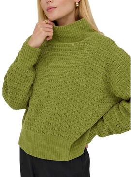 Maglione Only Globe a collo alto verde per donna