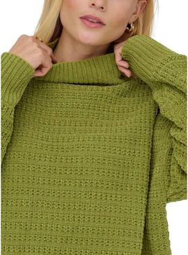 Maglione Only Globe a collo alto verde per donna