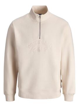 Felpa Jack and Jones Bleecker beige per uomo