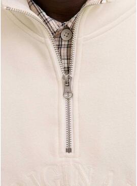 Felpa Jack and Jones Bleecker beige per uomo