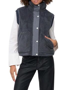 Gilet Only Bari Teddy grigio per donna