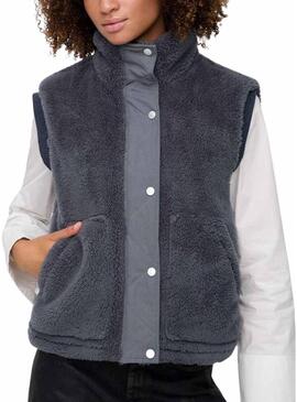 Gilet Only Bari Teddy grigio per donna