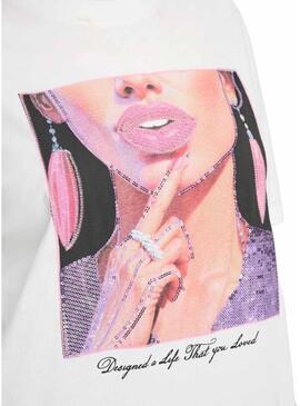 Maglietta bianca Only Siff con paillettes per donna