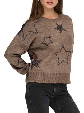 Maglia Only Rosie Glitter color tostato per donna