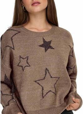 Maglia Only Rosie Glitter color tostato per donna
