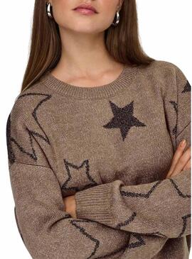 Maglia Only Rosie Glitter color tostato per donna