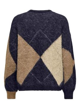 Maglia Only Noeme Jacquard blu marino per donna