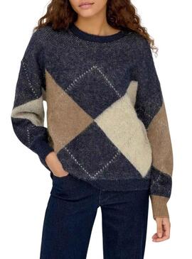 Maglia Only Noeme Jacquard blu marino per donna