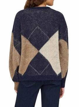 Maglia Only Noeme Jacquard blu marino per donna