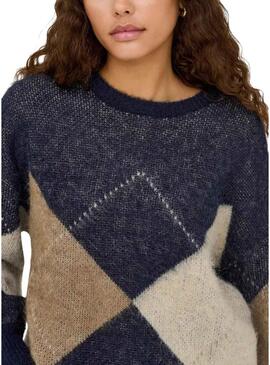 Maglia Only Noeme Jacquard blu marino per donna