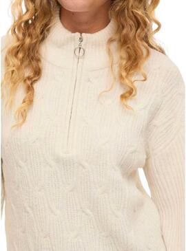 Maglione Vila Vilassia beige con zip sul collo per donna