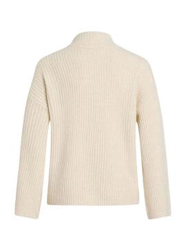 Maglione Vila Vilassia beige con zip sul collo per donna