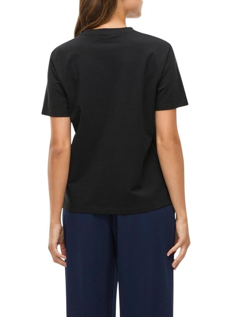 Maglietta Vila Vinora nera con stampa labbra per donna