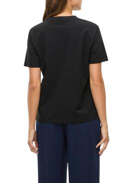 Maglietta Vila Vinora nera con stampa labbra per donna