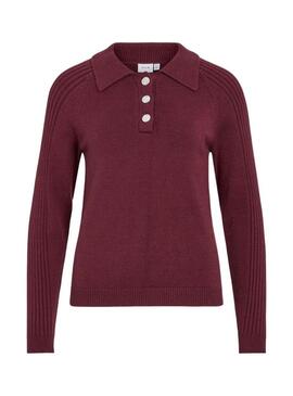 Maglia polo Vila Vidarja bordeaux per donna