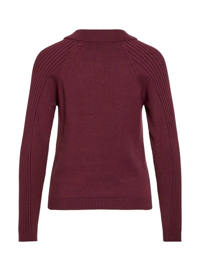 Maglia polo Vila Vidarja bordeaux per donna