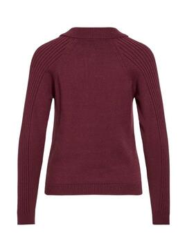 Maglia polo Vila Vidarja bordeaux per donna