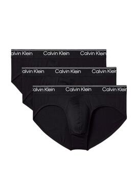 Pacco da 3 slip Calvin Klein Microfibra Stretch neri per uomo.