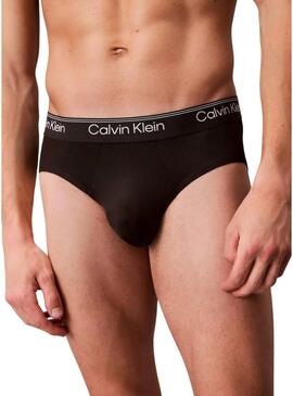 Pacco da 3 slip Calvin Klein Microfibra Stretch neri per uomo.
