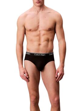Pacco da 3 slip Calvin Klein Microfibra Stretch neri per uomo.