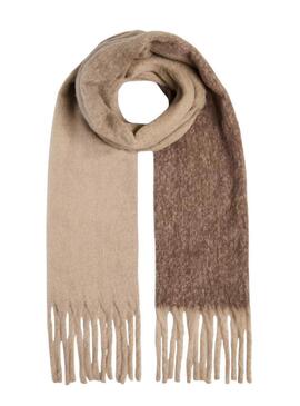 Sciarpa Pieces Bea lunga a quadri marrone per donna