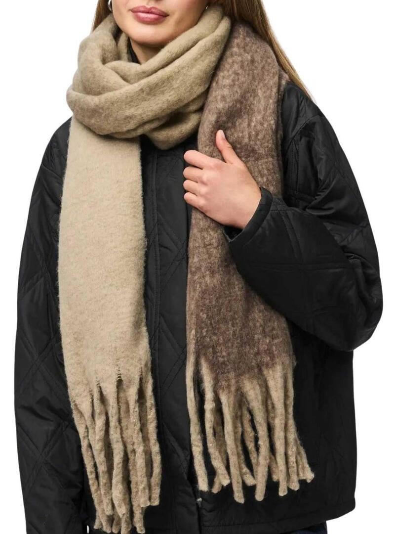 Sciarpa Pieces Bea lunga a quadri marrone per donna