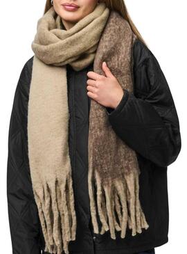 Sciarpa Pieces Bea lunga a quadri marrone per donna