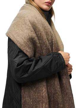 Sciarpa Pieces Bea lunga a quadri marrone per donna