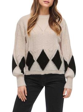 Maglia a rombi nera Vila Vituli per donna.