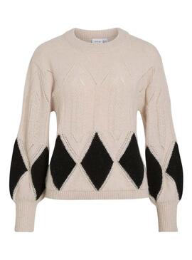 Maglia a rombi nera Vila Vituli per donna.