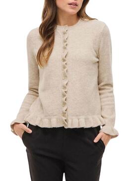 Giubbotto Vila Vijacia con balze beige per donna