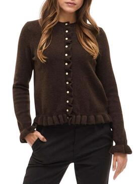 Giacca Vila Vijacia con balze marrone per donna