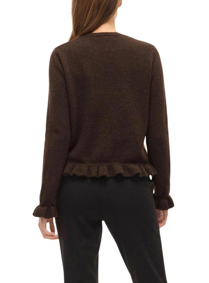 Giacca Vila Vijacia con balze marrone per donna