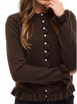 Giacca Vila Vijacia con balze marrone per donna