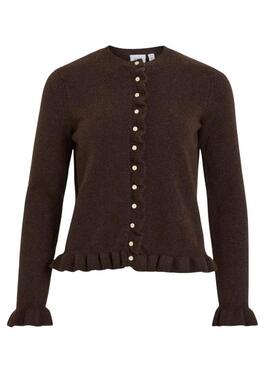 Giacca Vila Vijacia con balze marrone per donna