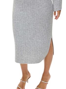 Abito Vila Vilassia in maglia collo alto grigio per donna