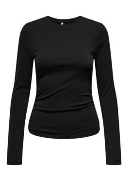 Maglietta Only Free Rib Slub nera per donna