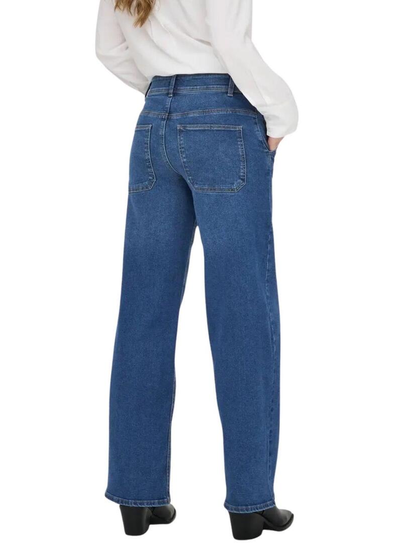 Pantaloni in denim Only Astoria a gamba ampia blu medio da donna.